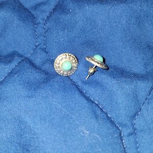 Silver Stud Earrings With Turquoise